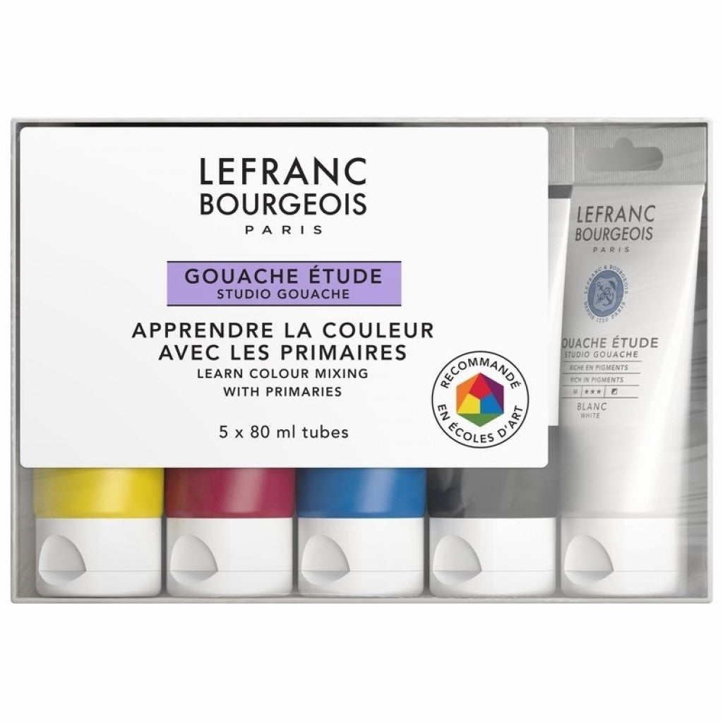 Gouache-sett Study, Lefranc Bourgeois - Primærfarger