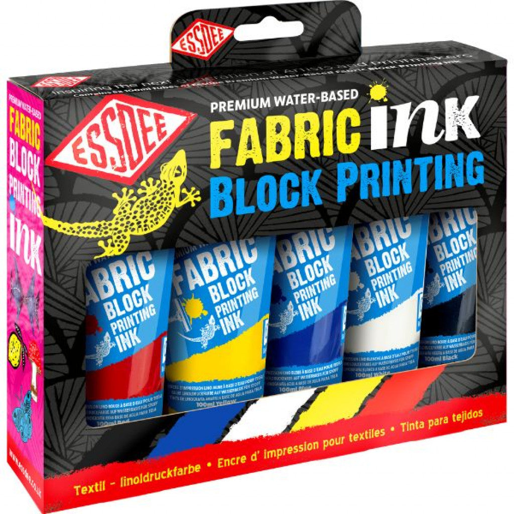 Essdee Fabric Block Printing Ink - Primærsett, 5stk.