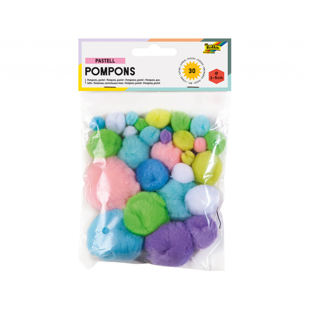 Folia Pomponger 30stk - Pastell mix
