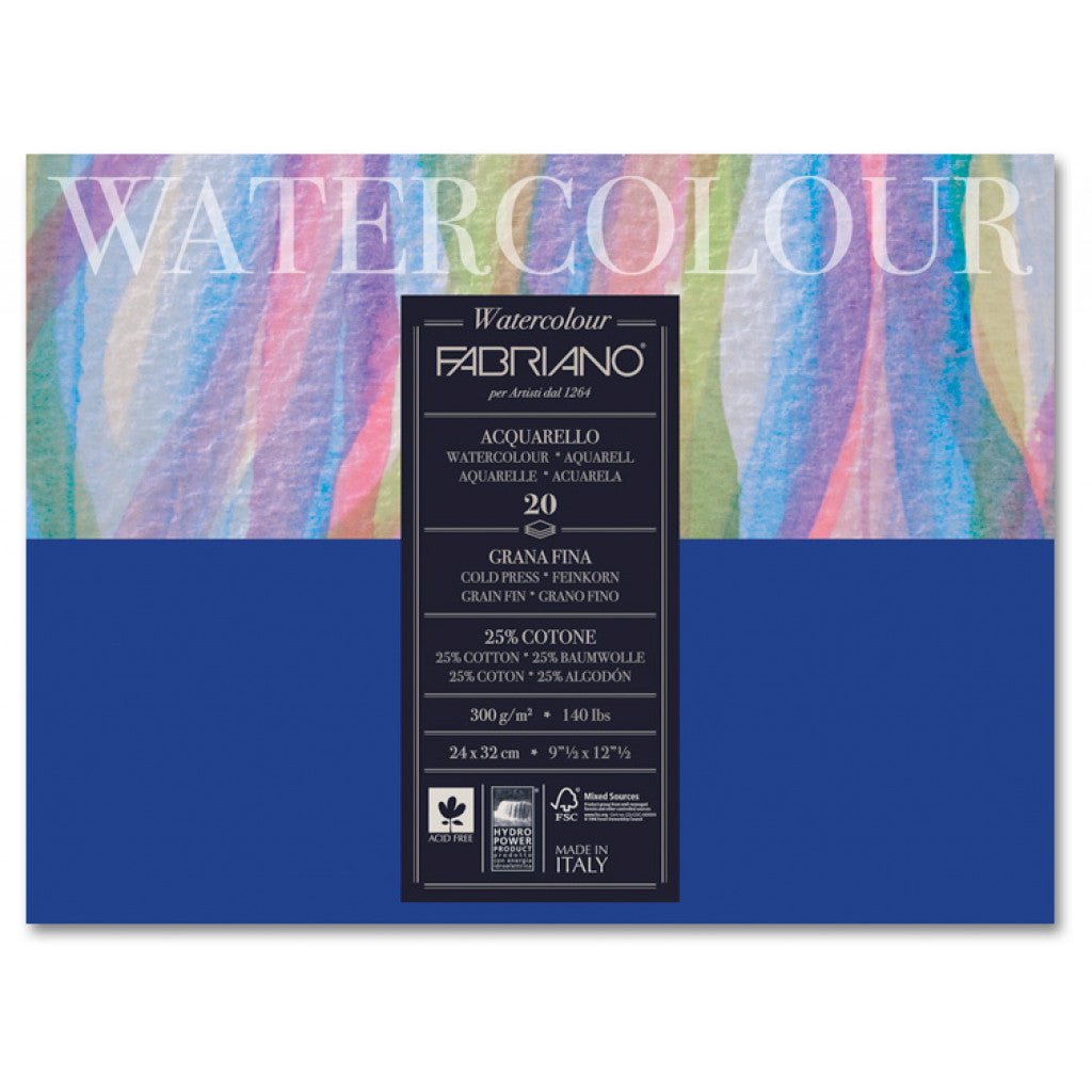 Fabriano Watercolour 300g GF - 20ark - 18x24cm