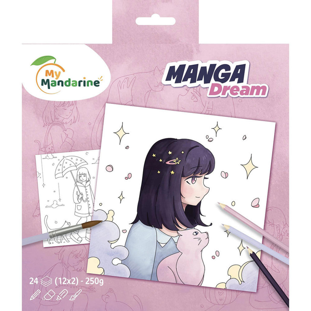 My Mandarine Fargebleggingsbok 20x20cm - Manga Dream