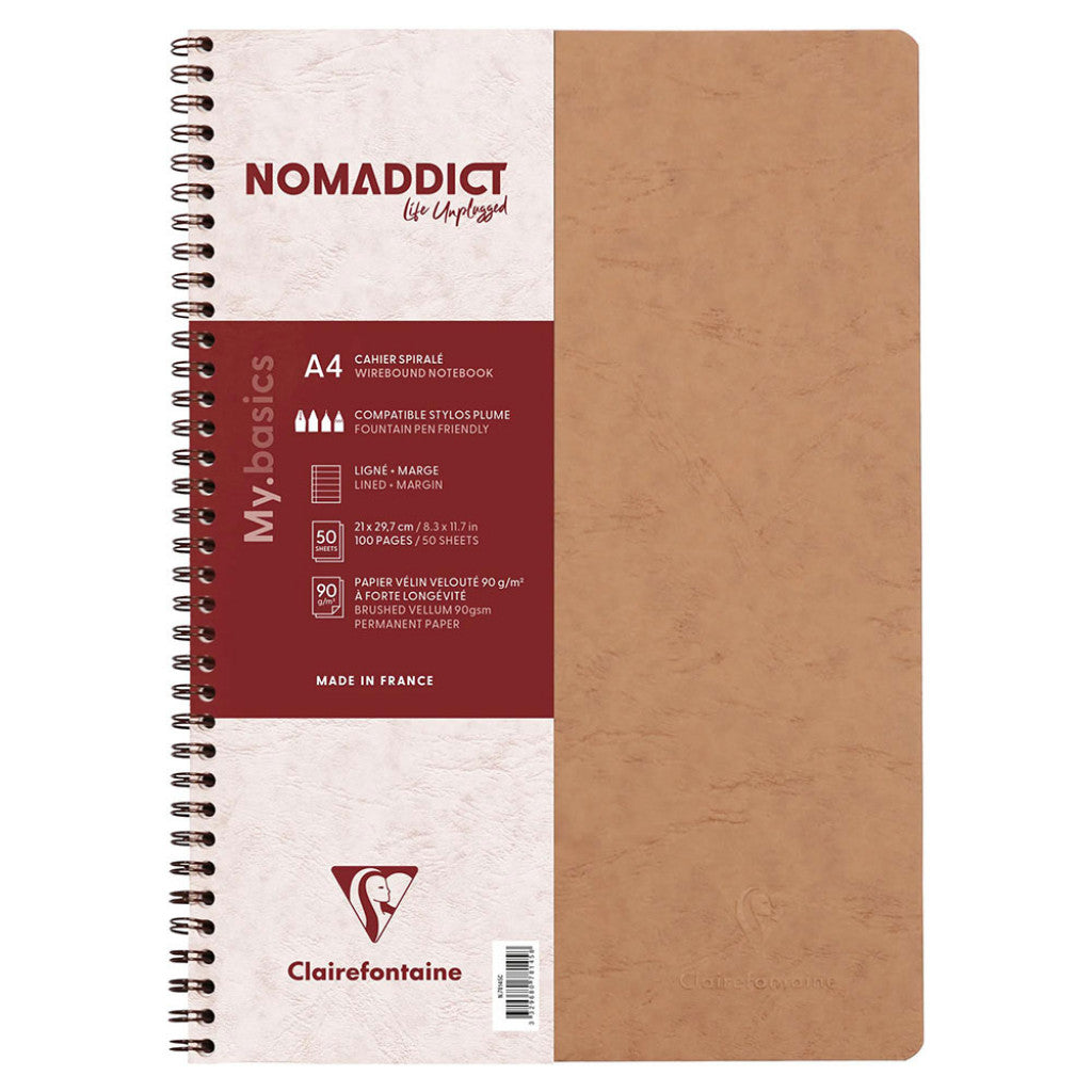 Nomaddict Notatbok Spiral A4 linjer m/marg - Brun