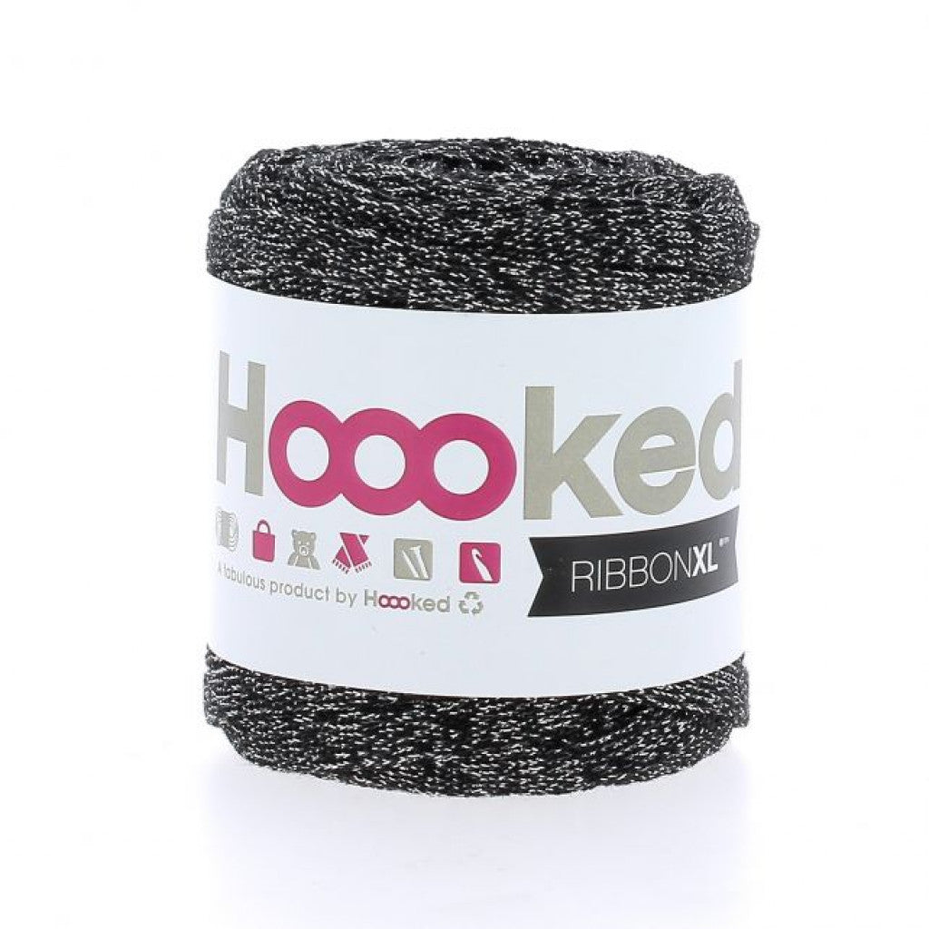 Hoooked Ribbon XL Lurex - Black Sparkle 80g
