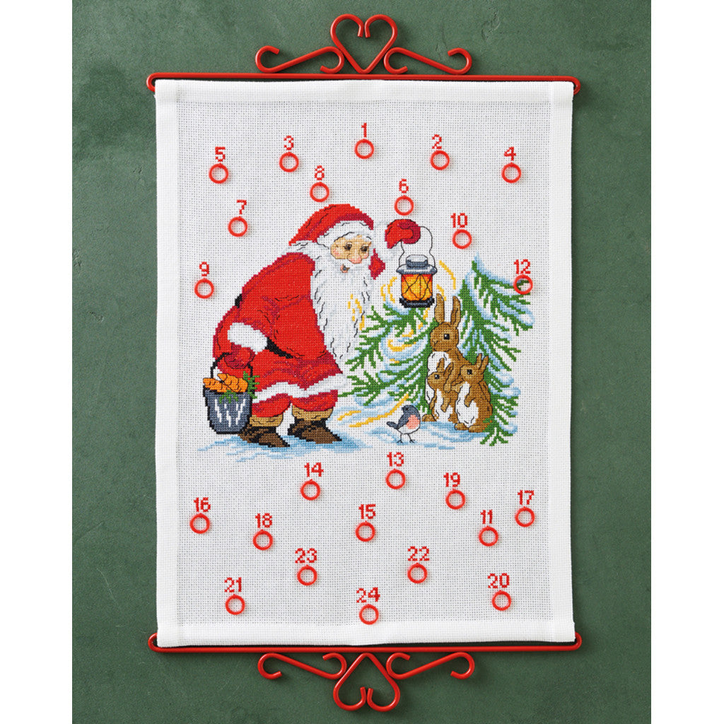 Permin Broderikit - Julenissen og harer 32x44 cm