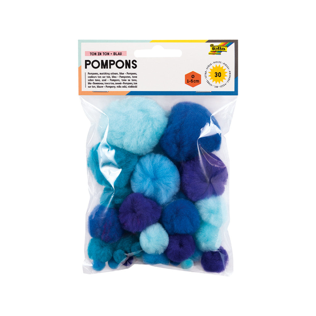 Folia Pomponger 30stk - Tone Mix - Blue