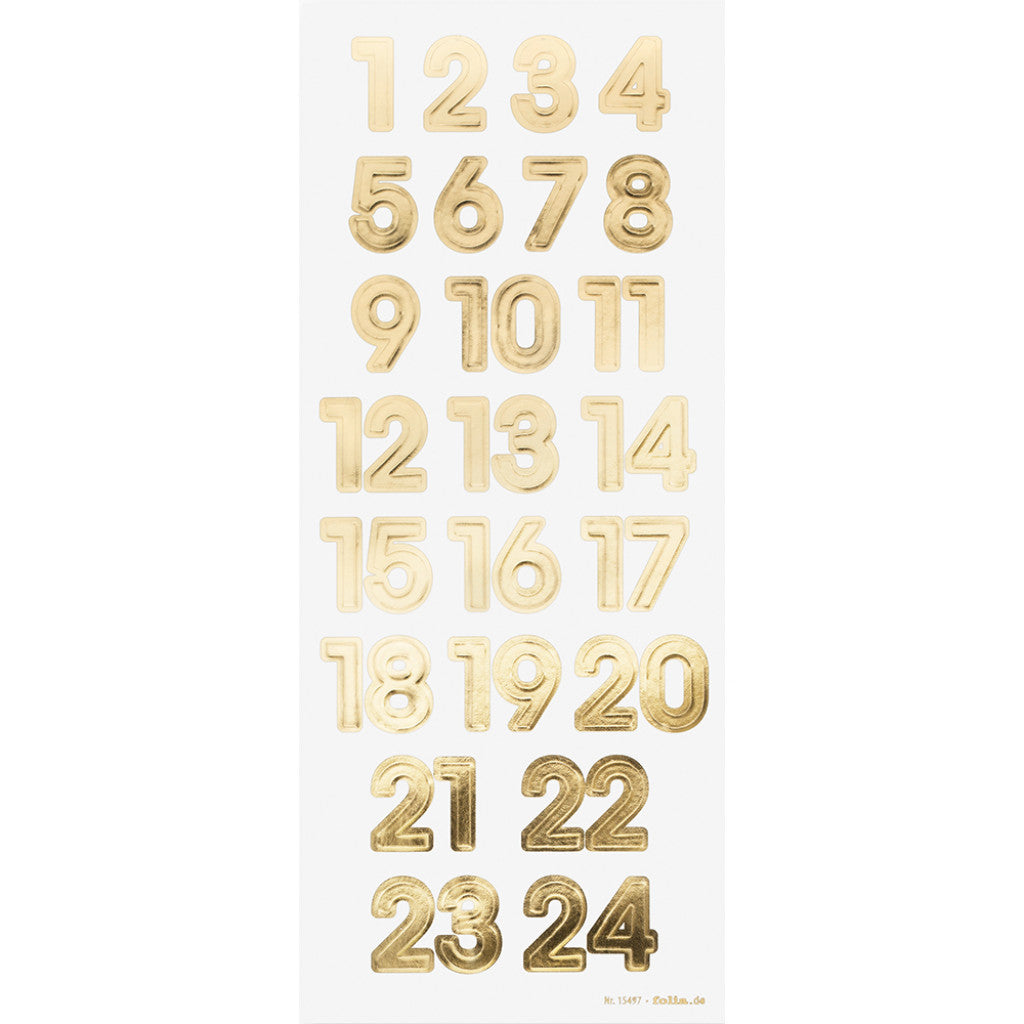 Folia Klistremerke Adventskalender - NUMBERS GOLD