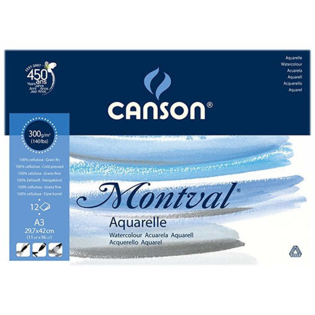 Akvarellpapir, Cold Pressed, Canson, Montval - 300G A3