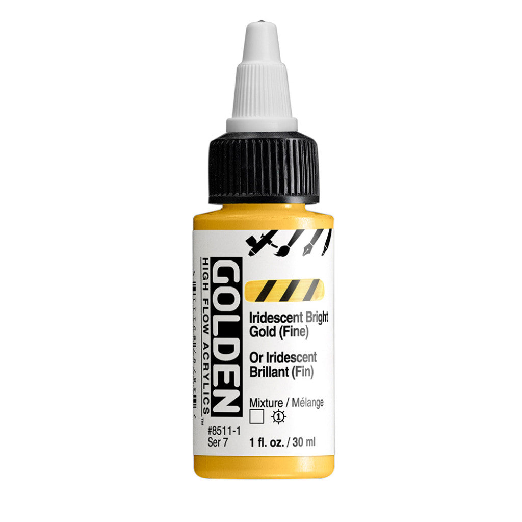 Golden High Flow Acrylics 30ml - Iridescent Bright Gold Fine