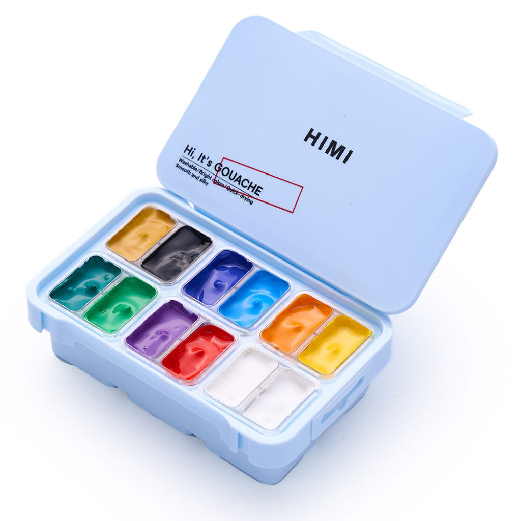 HIMI Twin Cup Gouache Sett Ice Blue 12stk - Basic