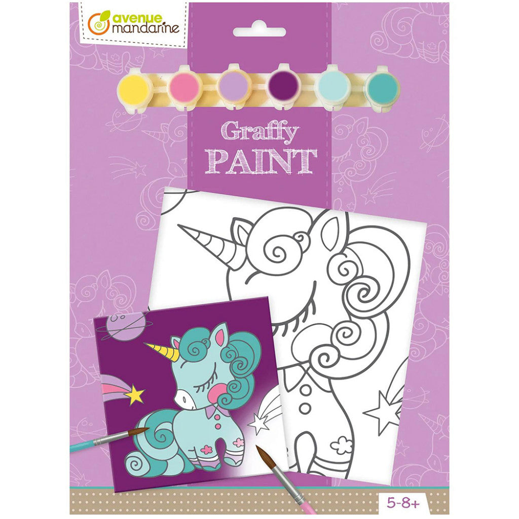Graffy Paint maleplate m/trykk - 20x20cm - Enhjørning