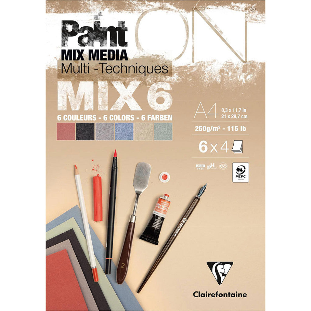 PaintON Mix Media Papirblokk MIX6 - 24ark 250g - A4