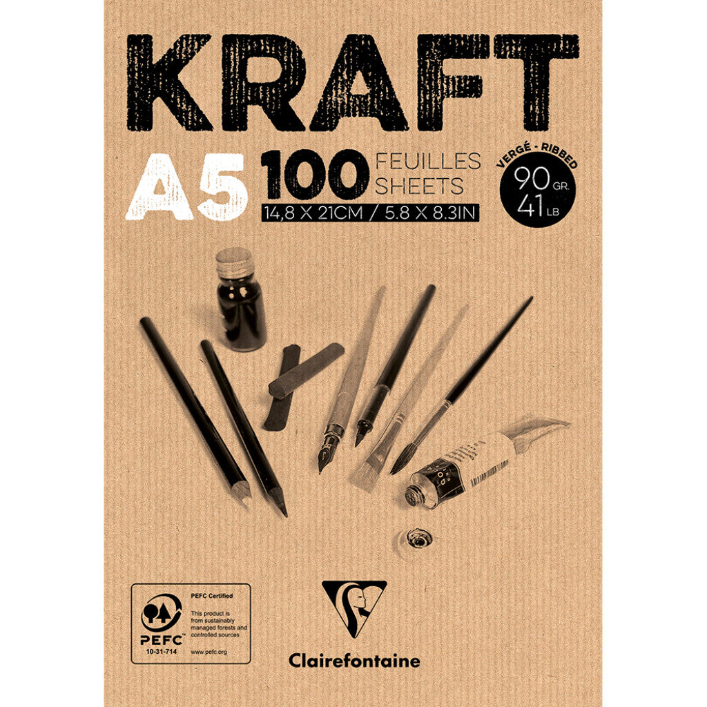 Clairefontaine Kraft Blokk - 90g 100ark - A5