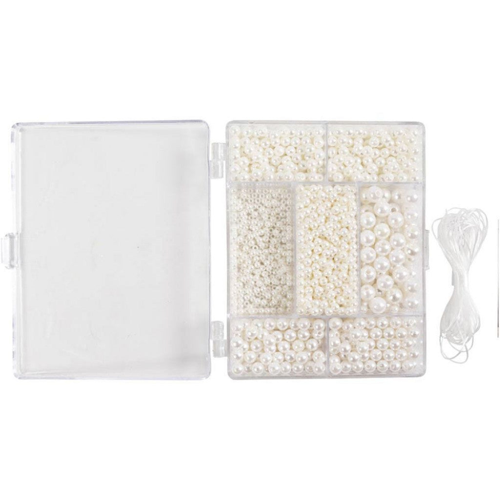 DIY Mix Perler - Hvit Perlemor
