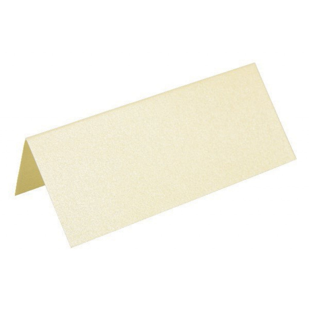 Metallic bordkort 10x7cm - Krem, 10stk