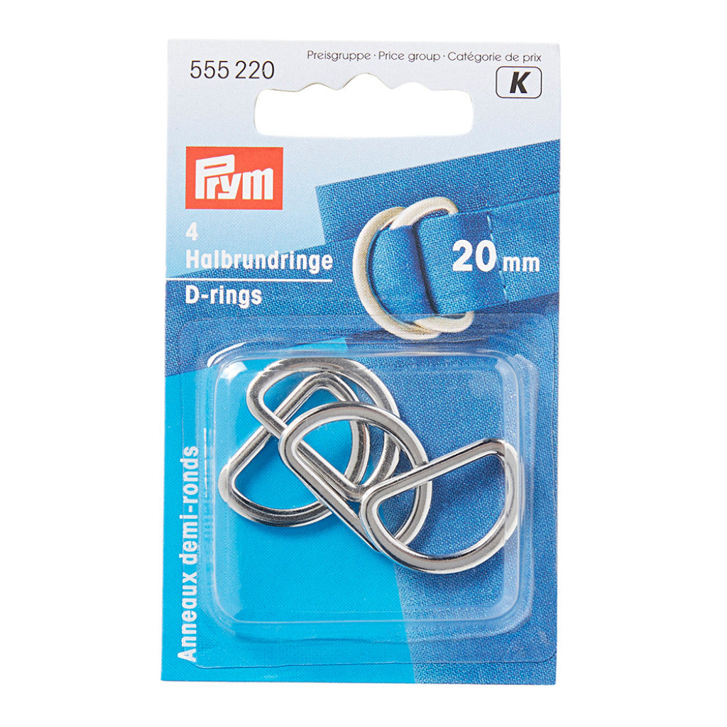 Prym D-ring 20mm 4stk - Sølv