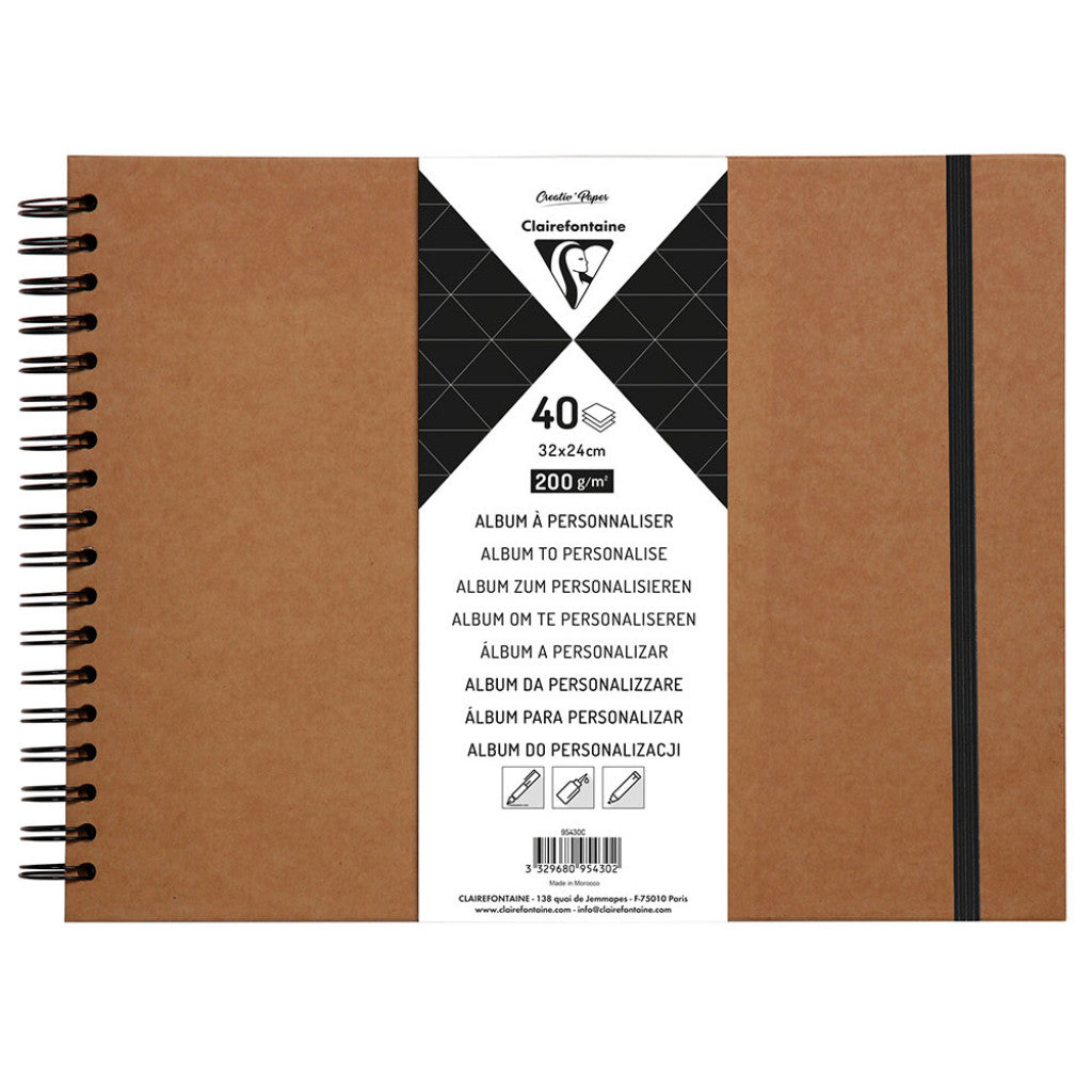 Clairefontaine Album m/strikk Kraft - 200g 40ark - 32x24cm