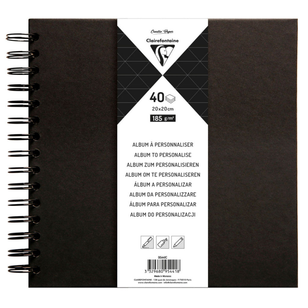 Clairefontaine Album Sort - 185g 40ark - 20x20cm