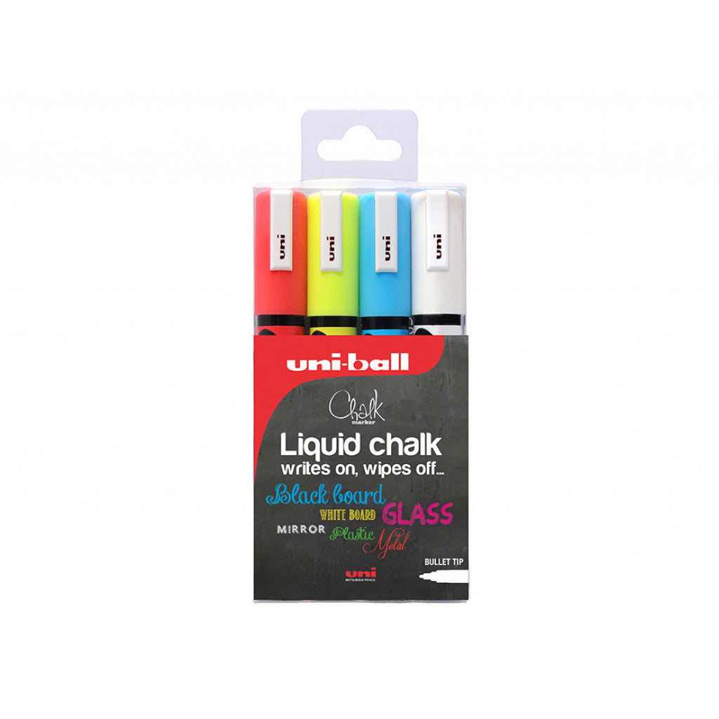 Uni Chalk Marker PWE-5M Bullet tip 1,8-2,5mm Sett 4stk Mix