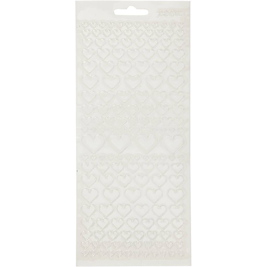 Stickers, transparent, hjerter, 10x23 cm, 1 ark