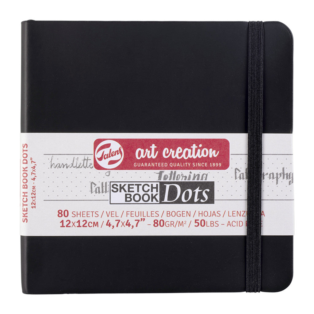 Art Creation Skissebok m/strikk 80g 12x12cm - Sort Prikker