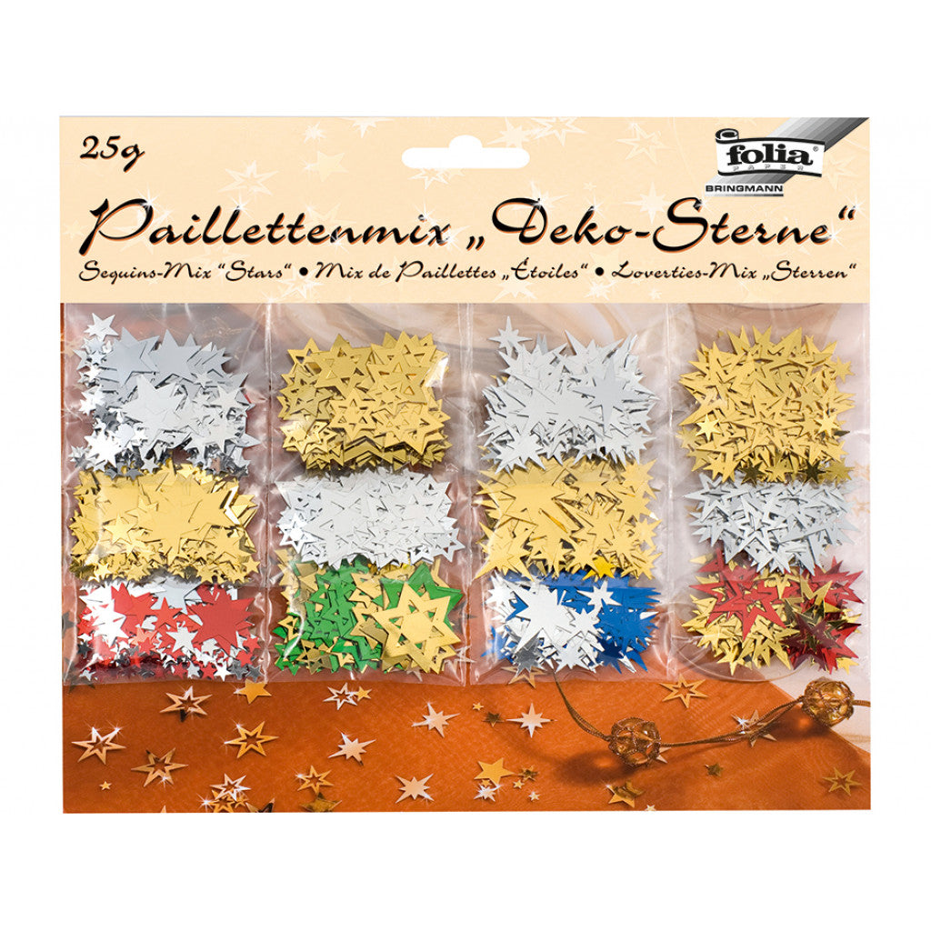 Folia Paljettmix 25g - Stjerner
