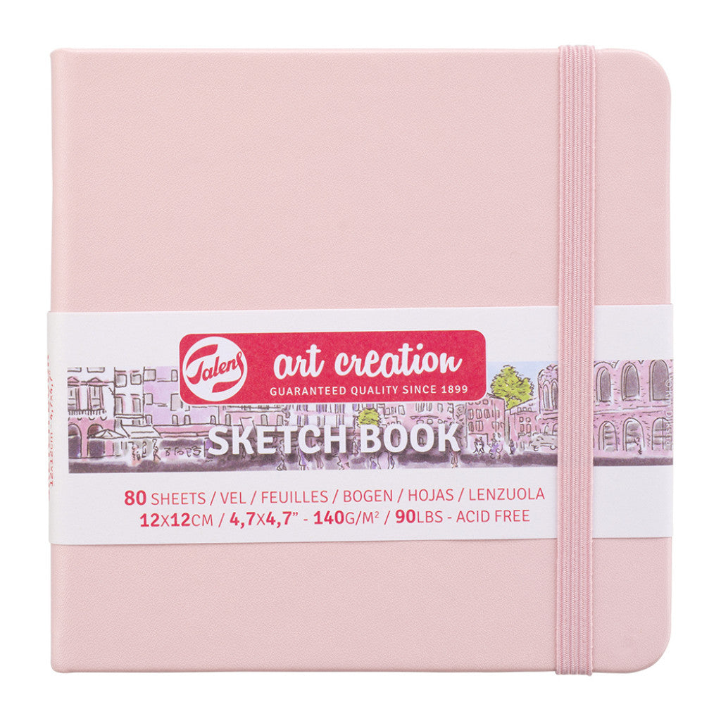 Art Creation Skissebok m/strikk - Rosa - 12x12cm - 140g