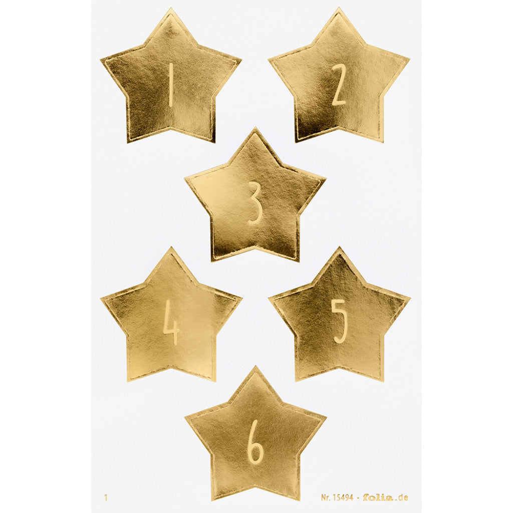 Folia Klistremerke Adventskalender - STARS GOLD