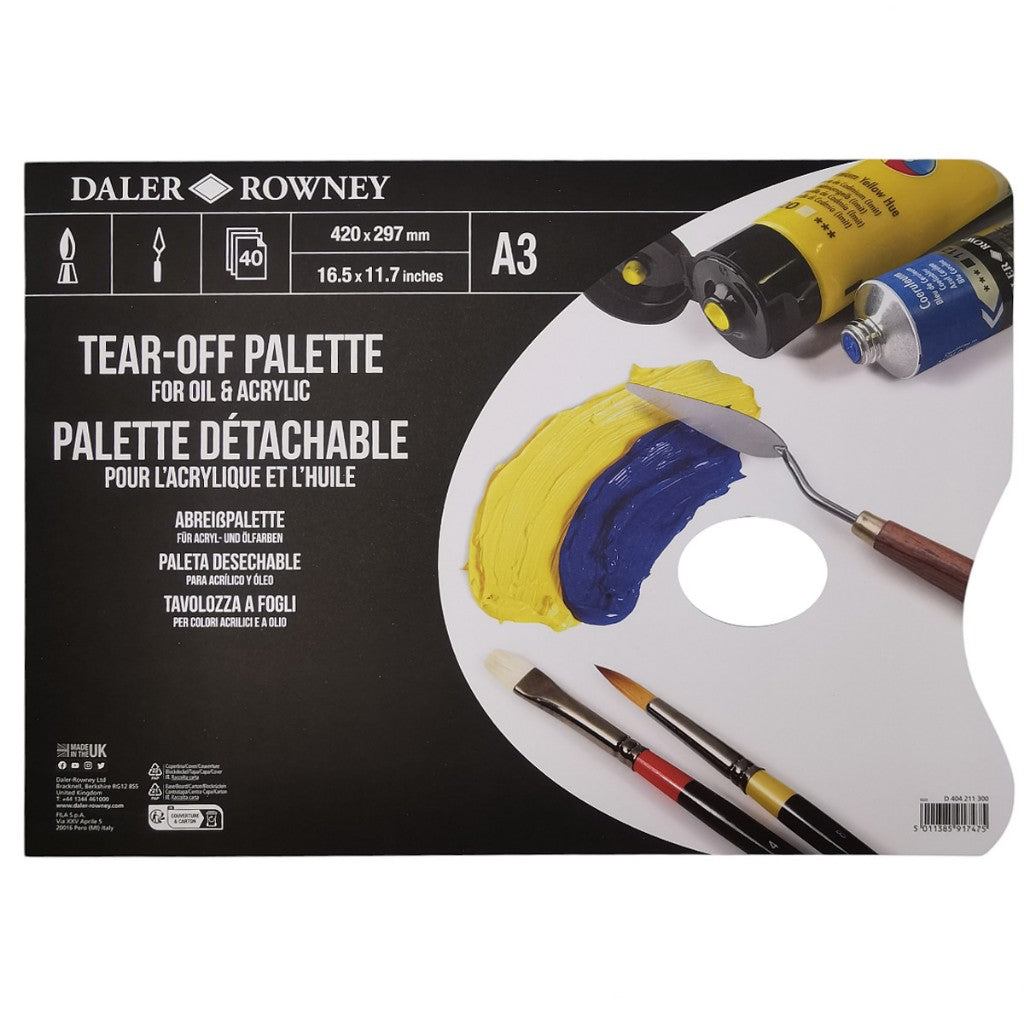 Daler-Rowney - Acrylic Tear-Off Palette A3-blokk 40 ark