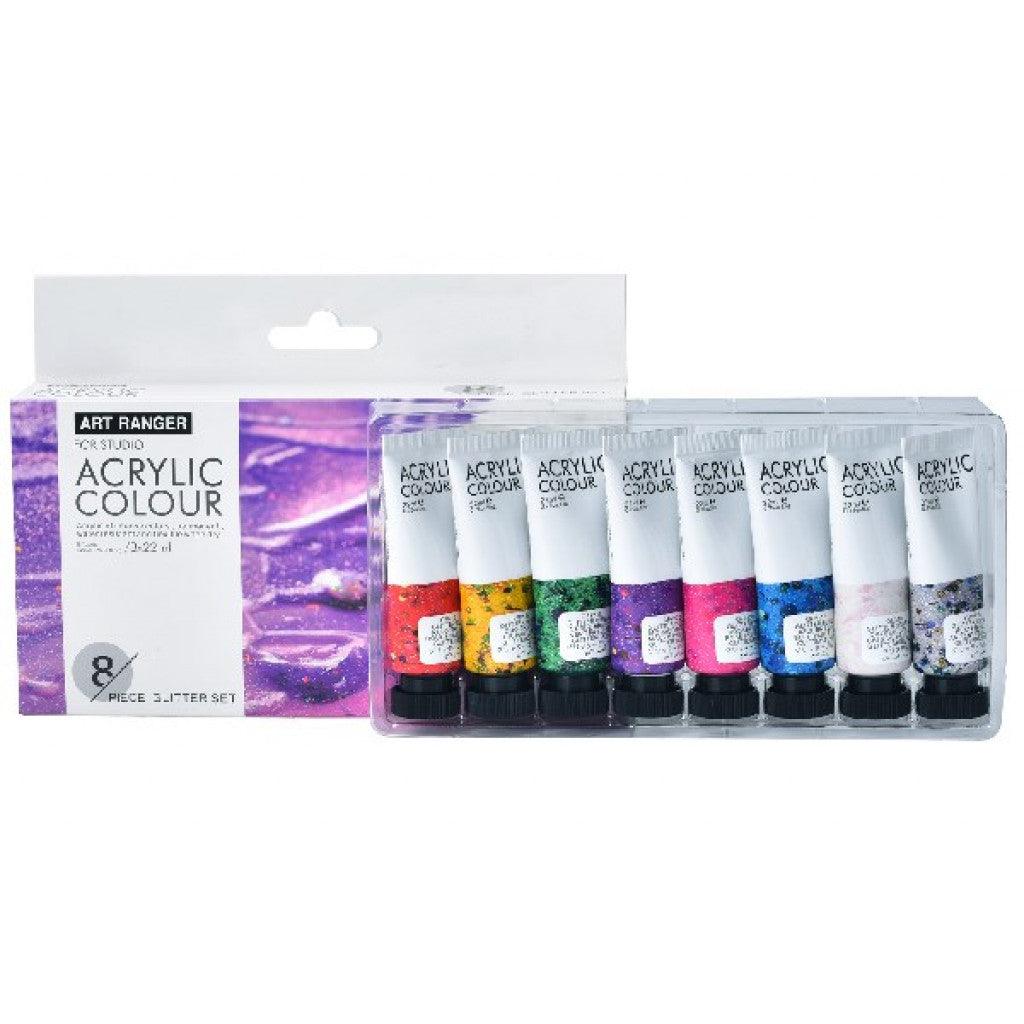 Akrylmalings-sett, 8 x 22ml - Glitter - HobbyHimmelen