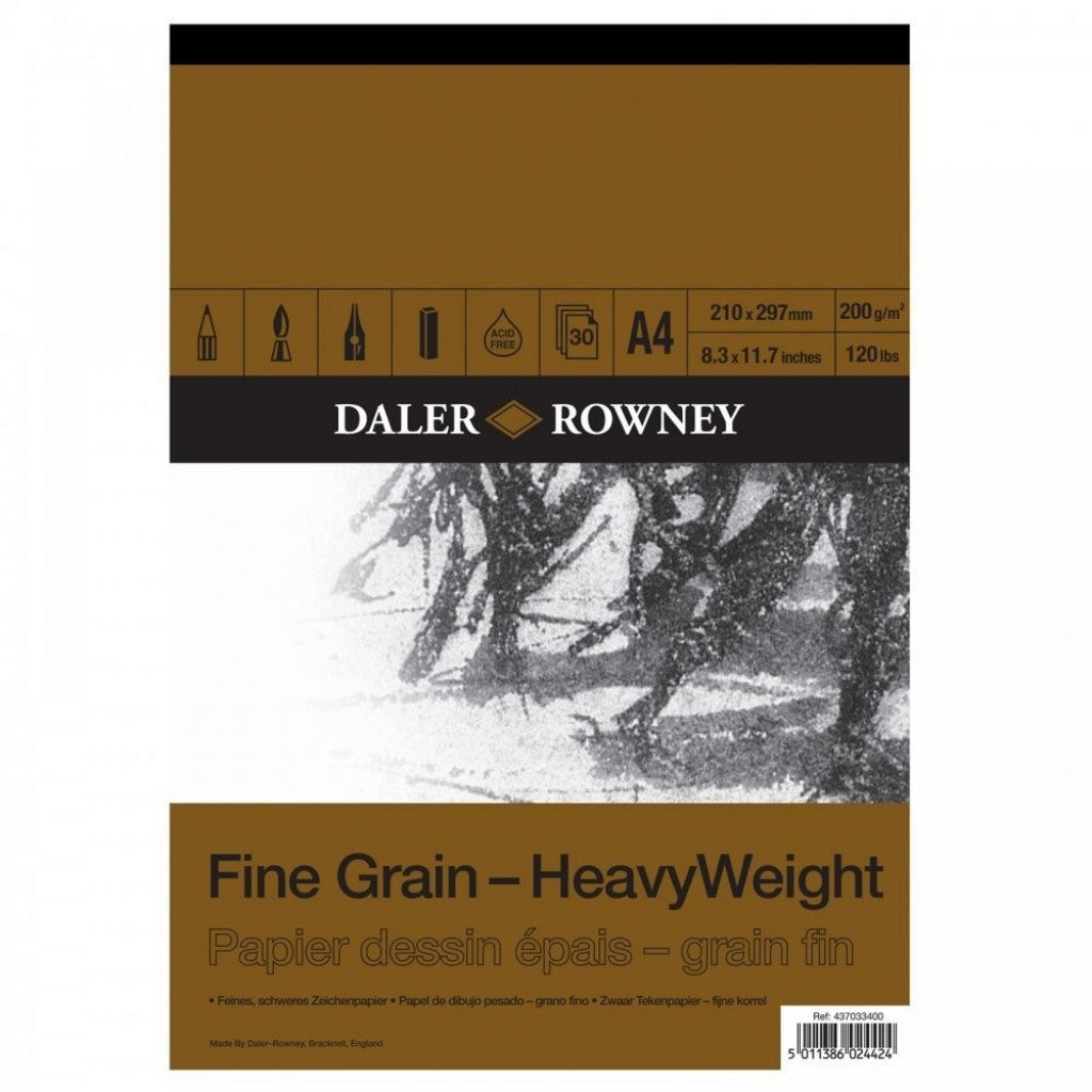 Daler Rowney - Tegneblokk Fine Grain Heavy Weight, 30ark, 200g, A4