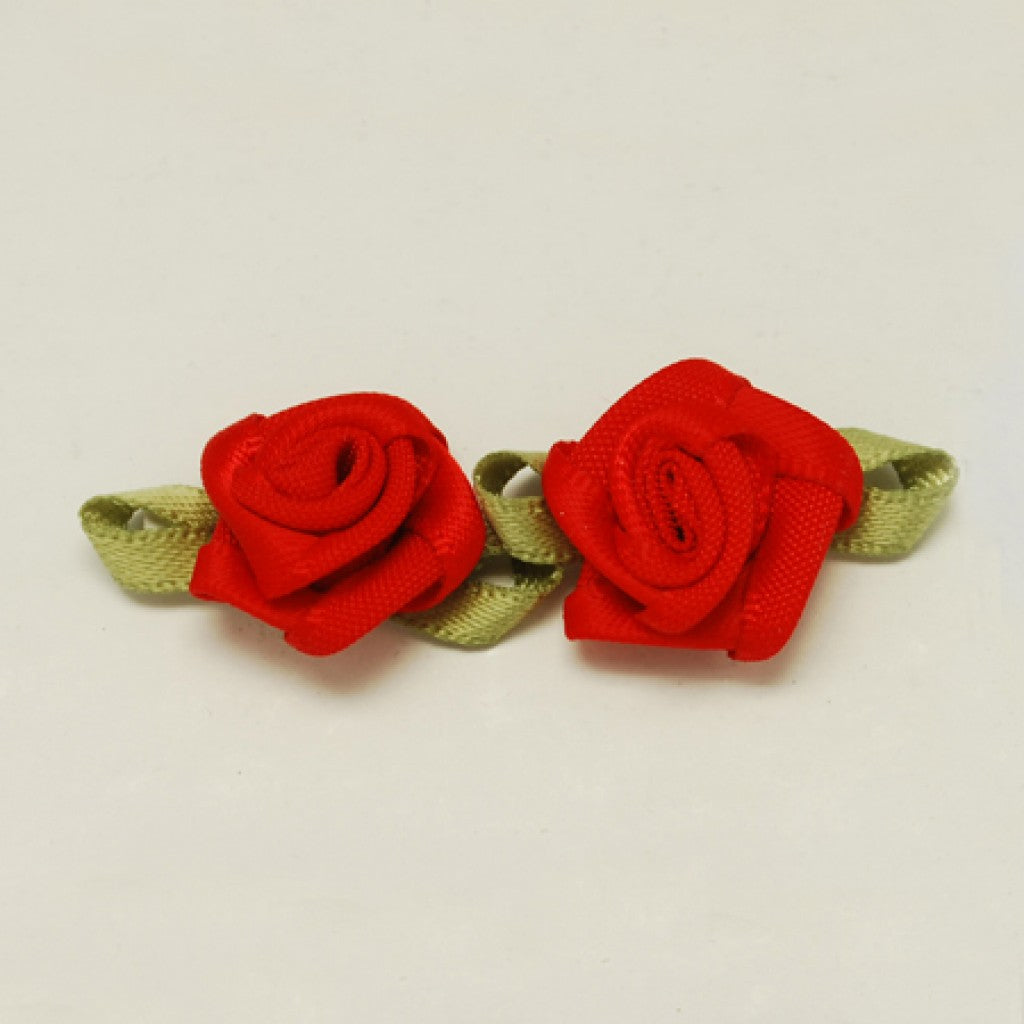 Håndlaget Satengrose, 15mm - Red