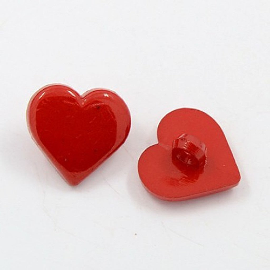 Knapp i Akryl, 17mm - Hjerte Dark Red