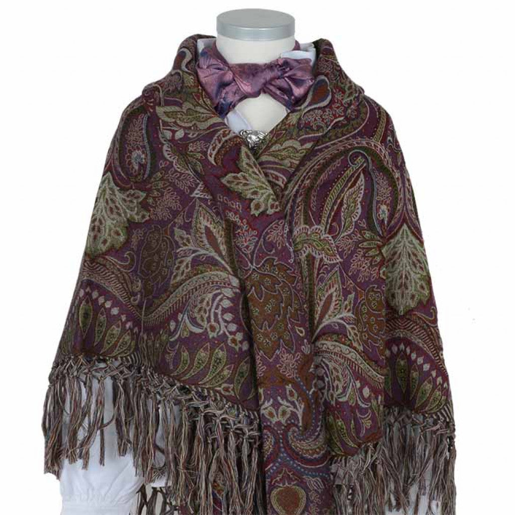 Wienersjal Frynset 140 x 140cm - Vinrød/Blå 026