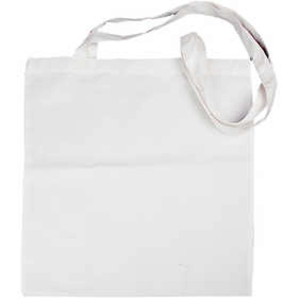 Mulepose med lang hank, Hvit, 38x42 cm, 130g/m2