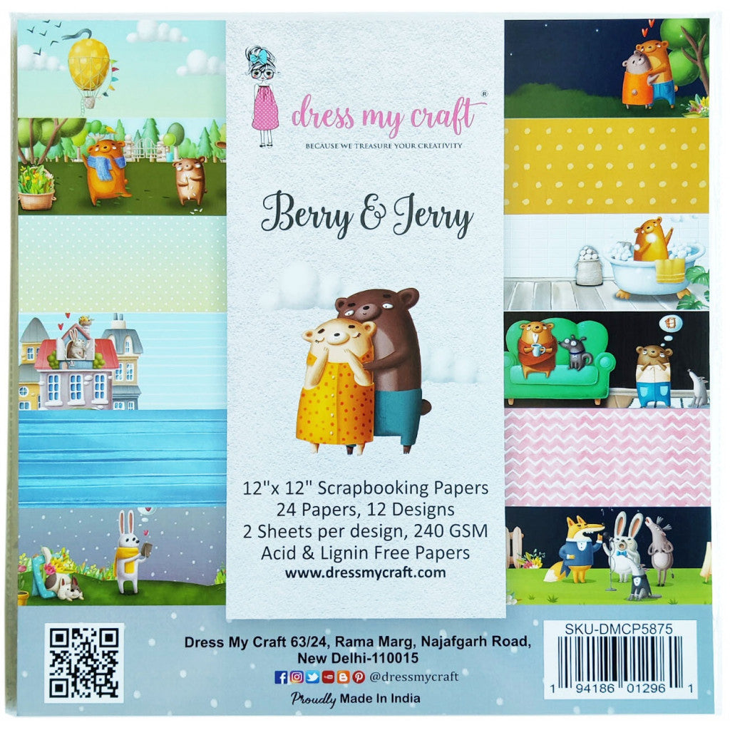 Dress My Craft Paper Pad 12"X12" (30x30cm) - Berry & Jerry