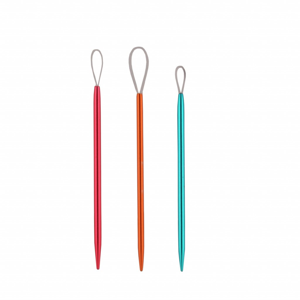 Ullnåler i farget aluminium, 2.25, 2.75 og 3.25 mm - Sett á 3 stk