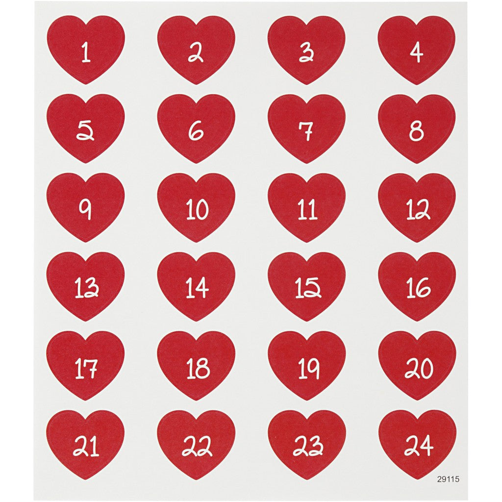 Stickers, kalendertall, 15x16,5 cm, 1 ark