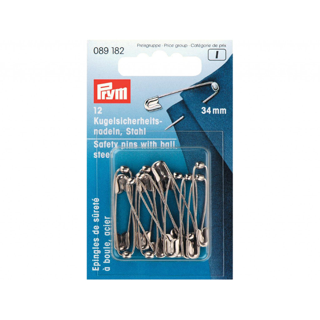 Prym Sikkerhetsnåler 34mm - Sølv - 12stk