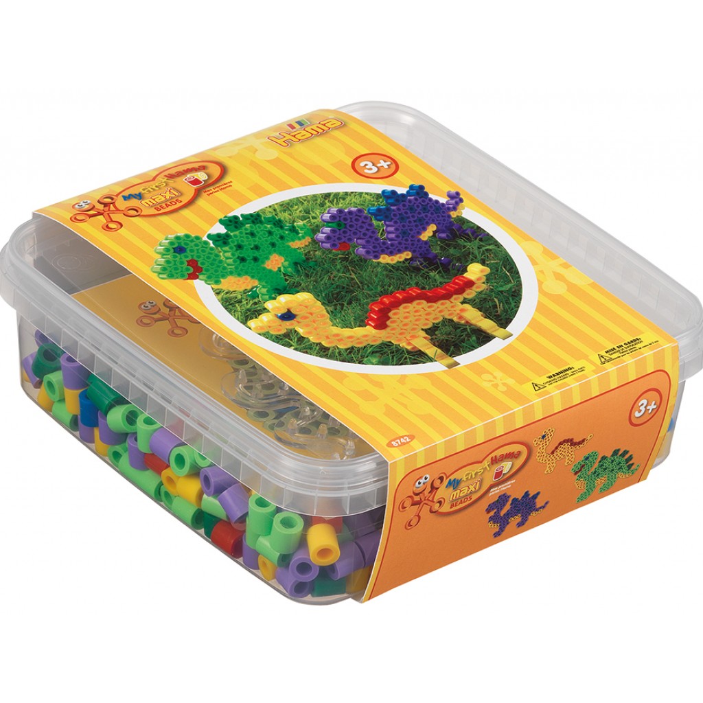 Hama Maxi Sett - Boks m/perler og brett - Dinosaurer 8742
