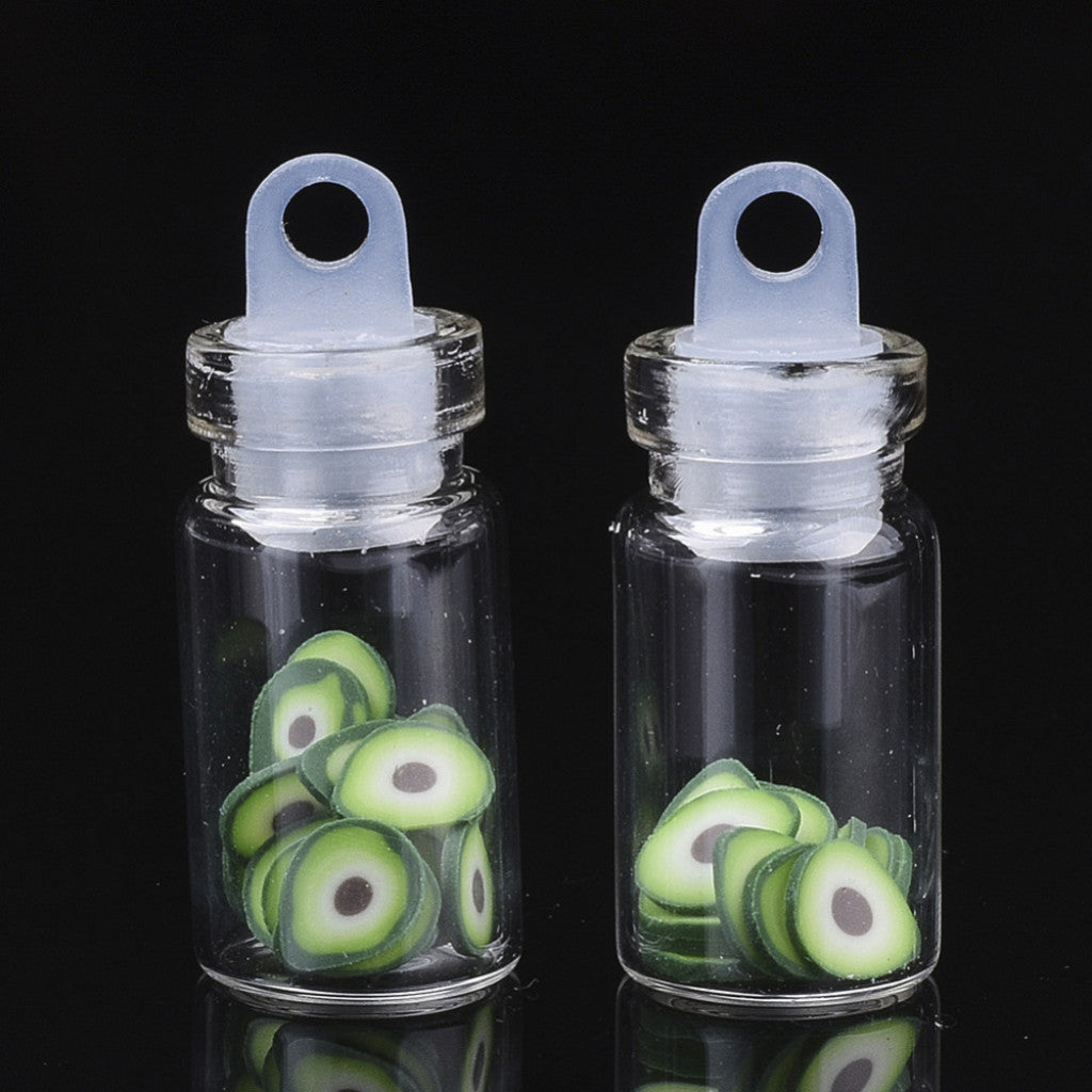 #1 Flaskeanheng med Polymer Confetti, 2,7cm - Avocado