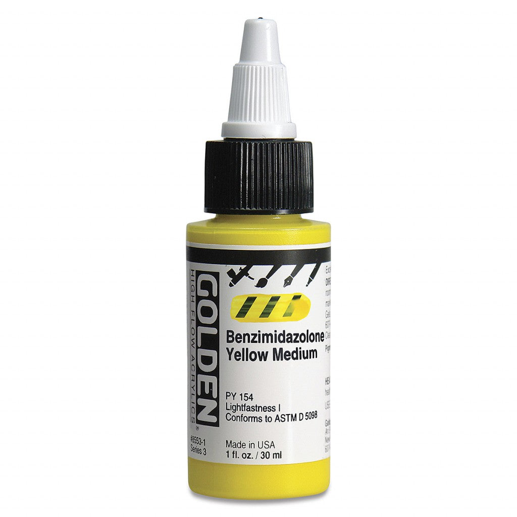 Golden High Flow Acrylics 30ml - Bnzmdzln Yellow Medium