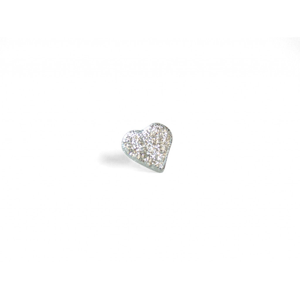 Knapp Hjerte glitter - 11mm - Sølv