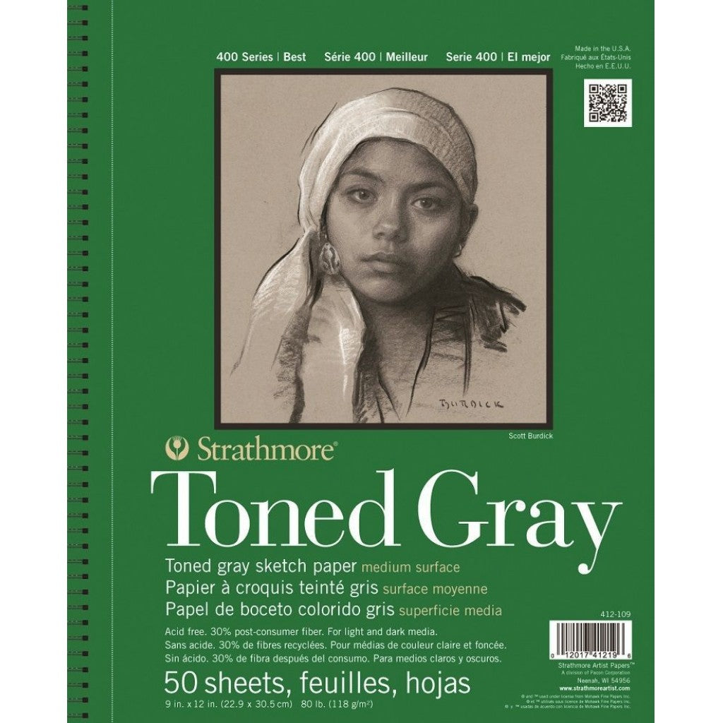 Strathmore 400 - Toned Gray Sketch Spiral Paper Pad 9"X12" (22,9x30,5cm) - 50ark