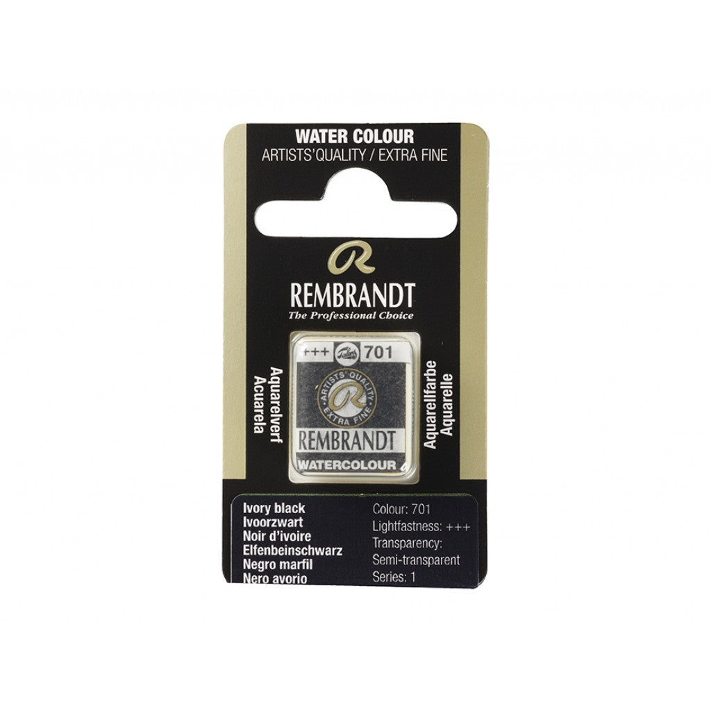 Rembrandt Akvarell Halfpan - Ivory Black 701