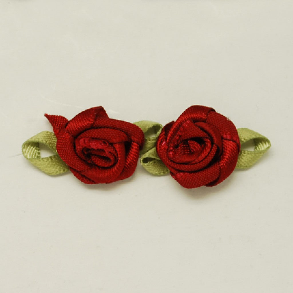 Håndlaget Satengrose, 15mm - Dark Red