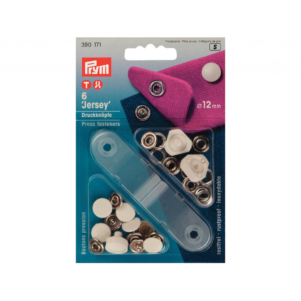 Prym Trykknapper Jersey 12mm 6stk - Hvit