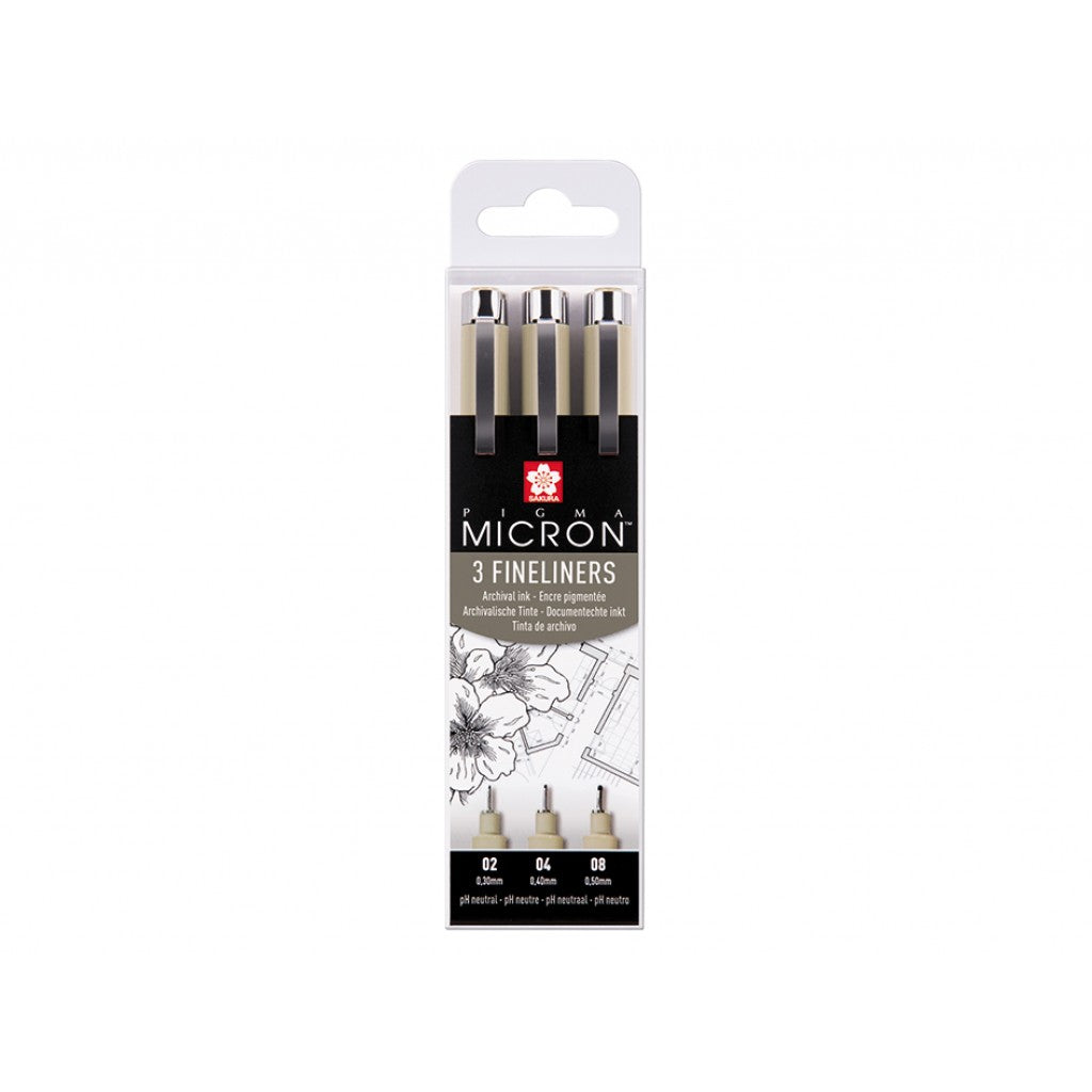 Sakura Pigma Micron sett - #49 3stk Sort - 02 04 08