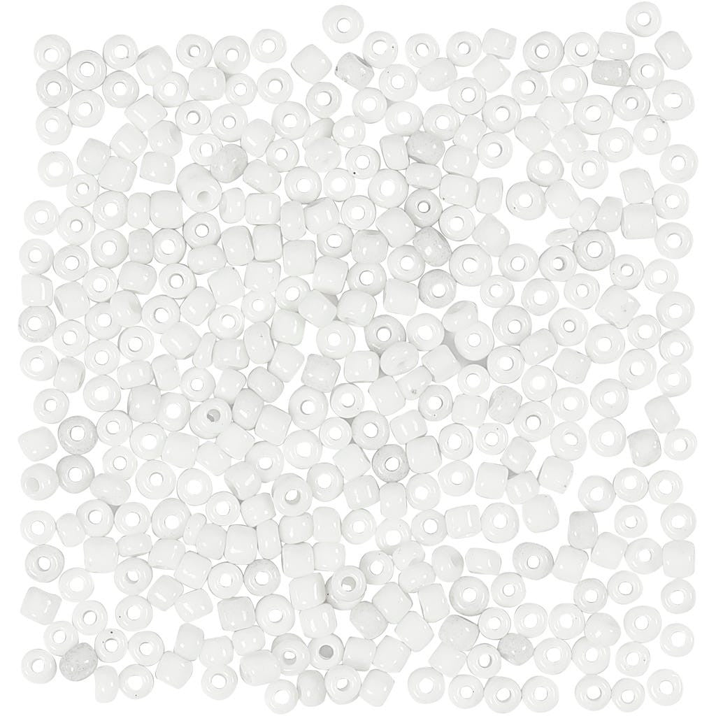 Rocaiperler 3 mm, 8/0, 25g - Hvit