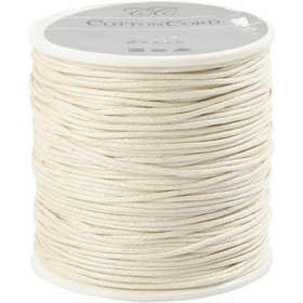 Bomullssnor, tykkelse 1 mm, råhvit, 40m - HobbyHimmelen