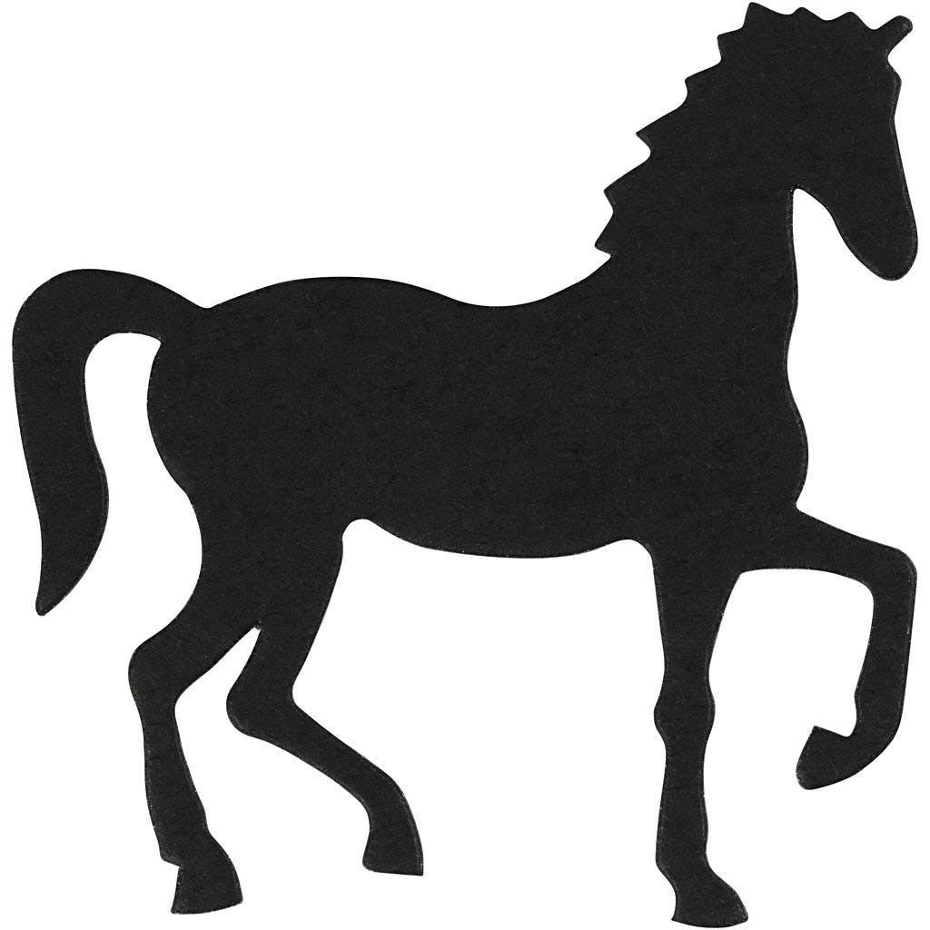Kartongmerke, svart, hest, 10 stk., 1 pk.